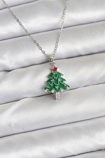 Inure Jewelry 316L Steel Chain Silver Color Pine Tree Model Christmas Themed ...