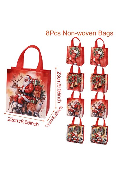 Choice as picture Red-8pcs 4/8pcs Christmas Gift Bag Santa Non-Woven Bag Chri...