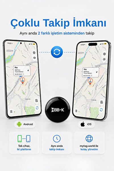 HBB-K TAG İOS & Android Uyumlu Airtag Gps Takip Cihazı Siyah (4'lü Paket)
