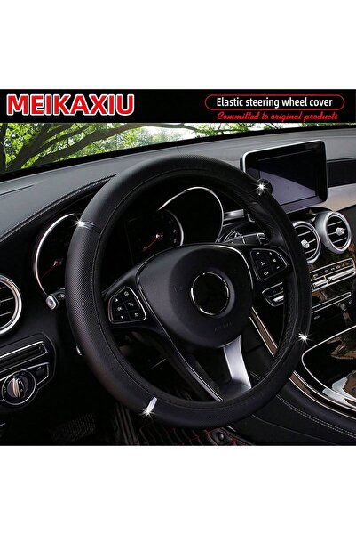 Choice black PU Leather Shiny Metal Stretchable Car Rimless Steering Wheel Co...