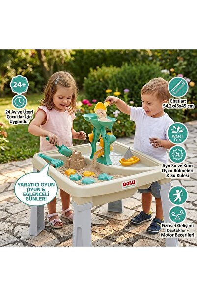 Genel Markalar 3'ü 1 Arada Su ve Kum Yaratıcılık Masası Yeşil 45x45x37 cm Aks...