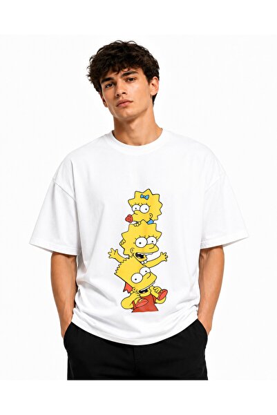 Inscriptie Tricou Unisex Bumbac Premium Casual " Bart, Lisa and Maggie Simpson "