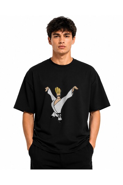 Inscriptie Tricou Unisex Bumbac Premium Casual " Johnny Bravo jiu jitsu "