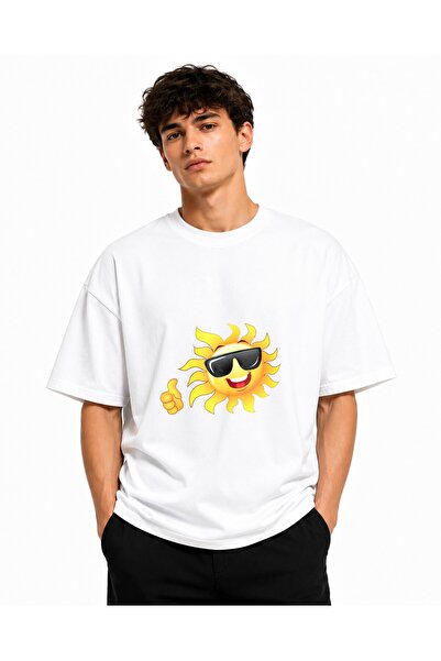 Inscriptie Tricou Unisex Bumbac Premium Casual " Soare emoji "