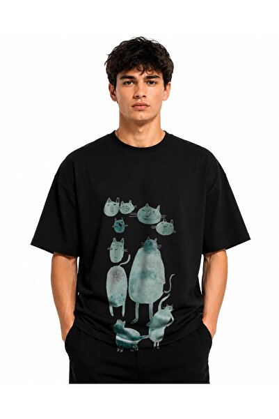 Inscriptie Tricou Unisex Bumbac Premium Casual " Watercolor cats "