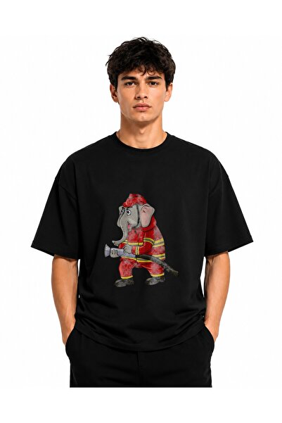 Inscriptie Tricou Unisex Bumbac Premium Casual " Elefant pompier "