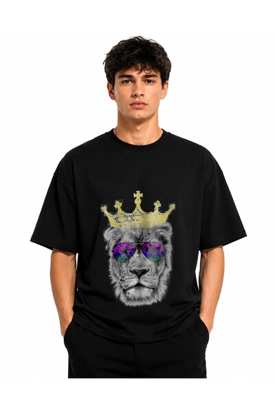 Inscriptie Tricou Unisex Bumbac Premium Casual " King lion "