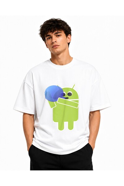 Inscriptie Unisex Premium Cotton Casual T-Shirt "Android 7.1 2 logo"