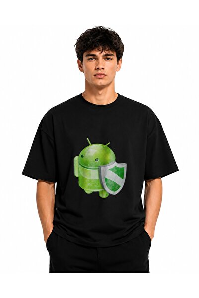 Inscriptie Unisex Premium Cotton Casual T-Shirt "Android Shield"