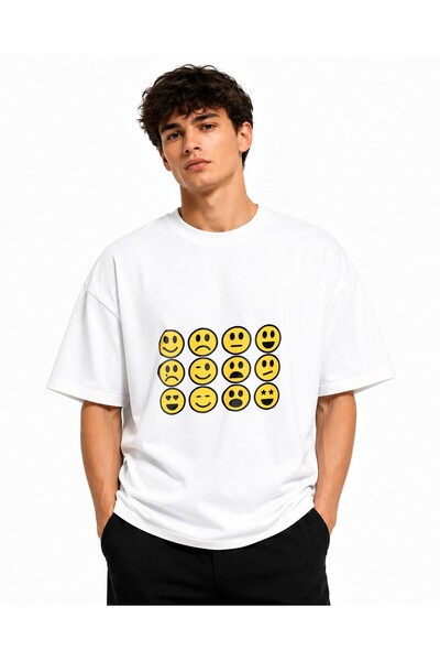 Inscriptie Tricou Unisex Bumbac Premium Casual " Face emojis "