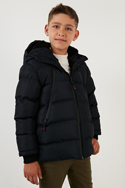 Lela Plush Lined Inside, Zippered Pocket, Hooded Inflatable Coat for Boys, Bo...