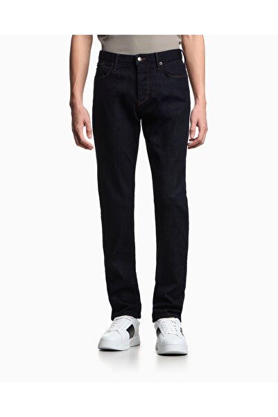 Emporio Armani Men's Regular Waist Slim Fit Narrow Leg Navy Blue Jeans