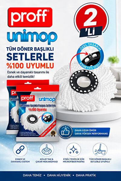 Proff Unimop Yedek Mop Seti 2'li (Starex, Quantum ve Diğer Setlere Uyumlu )