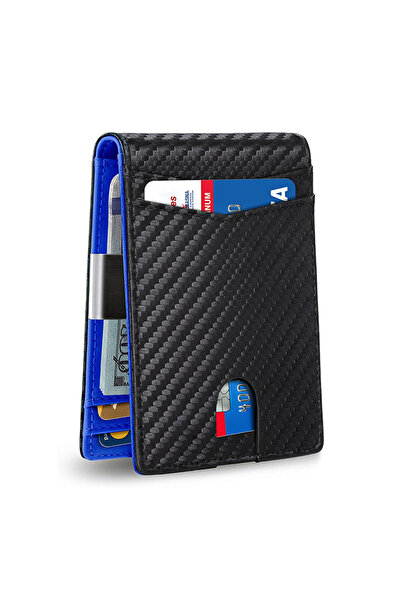 choice2 Carbon Blue Rfid Carbon Fiber Luxury Men Wallets Money Bag Slim Thin ...