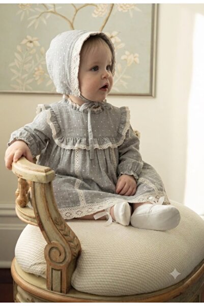 Babydola طقم فستان من قماش الكتان للفتيات الصغيرات موديل عتيق 3 قطع قبعة لورا...