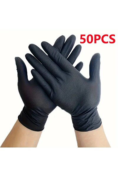 Choice L Diamond Black 50PCS 10/50PCS Heavy Duty Orange Industrial Nitrile Gl...