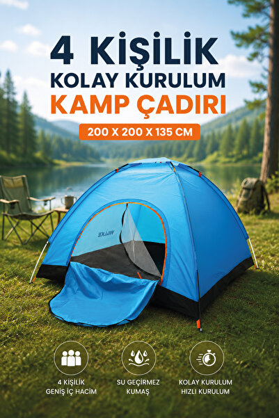 Walke 3-4 Kişilik Kolay Kurulum Kamp Çadırı  200 X 200 X 135 Cm