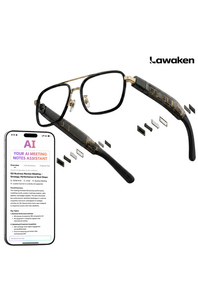 Lawaken Lawk City Air AI Meeting Notes Smart Glasses Pilot Frame For Meetings...