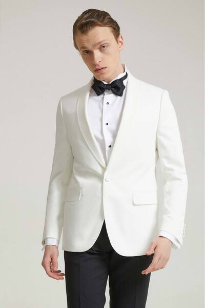 Twn Slim Fit Ekru Düz Smokin Takim Elbise