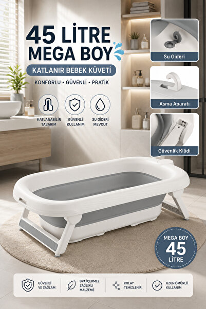 Zuu Baby Bebek Küveti Katlanır Lüks Aqua Nest Gri 45 Litre