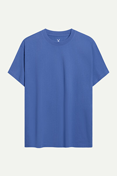 KAFT Tricou albastru pentru bărbați, model regular basic - 100% bumbac |   (N...