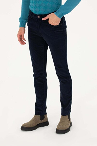 U.S. Polo Assn. U.S. POLO ASSN. ERKEK DOKUMA SPOR KADİFE PANTOLON- SİYAH