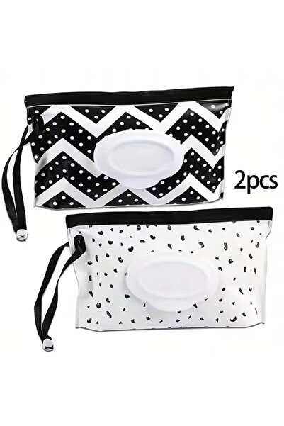 Choice black and white 1PCS/2PCS Wet Wipe Bag With Pull-Out Flip Cover, Wet T...