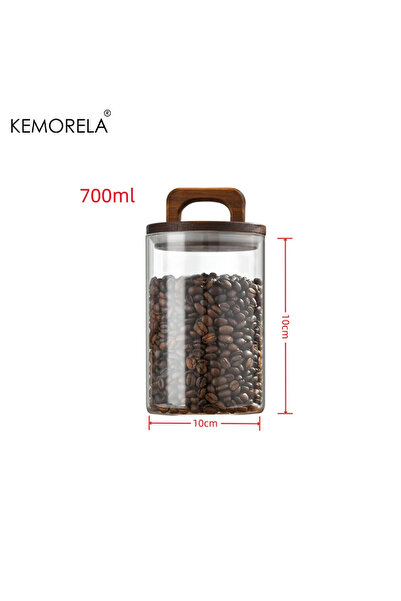 Choice 700ml Wood Lid Glass Jar Airtight Canister Food Container Tea Coffee B...