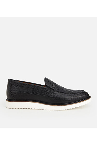Hotiç Erkek Deri Siyah Delikli Hafif Tabanlı Klasik Loafer