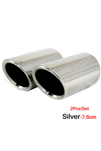 Choice Silver-7.6cm 2Pcs/Set 7.6cm/2.99in Stainless Steel Car Exhaust Muffler...