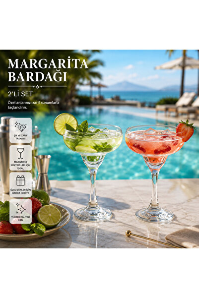 kasımoğulları concept Pşbhçe Tarzı Lüks 2'li Margarita Kadeh Seti - 300 ml Ge...