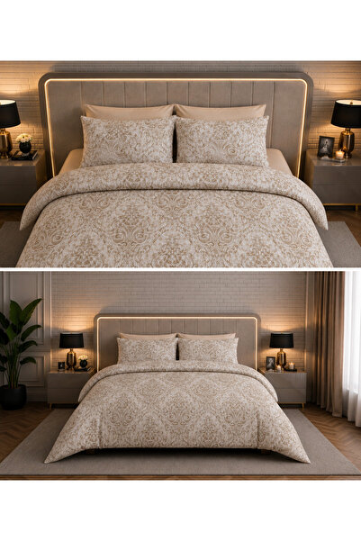 Sheri Home Lastikli Çarşaflı Nevresim Takımı Çift Kişilik Premium CottonLEOMODEL 88s