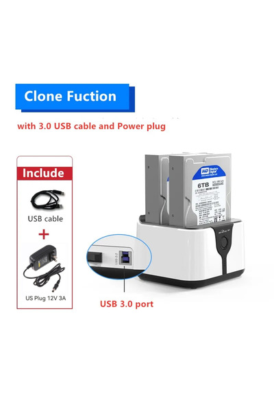 Choice HD05 US plug Blueendless 2 Bay HDD Box Case HDD Docking Station SSD ca...