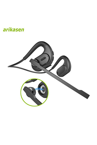 Choice Black Open Ear Headphones with Mic, Bluetooth Headset with AI Noise Ca...