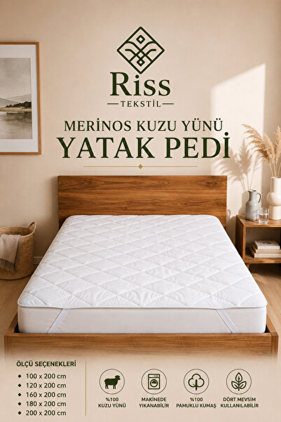 Riss Tekstil 100% Merino Lamb Wool Mattress Pad, Mattress Protector, Mattress...