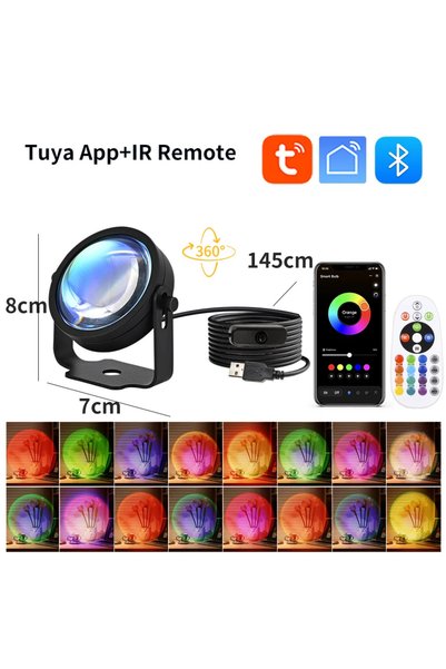 GGBEE Tuya App Medium size Smart Sunset Lamp Tuya USB Sunset Projector Light ...