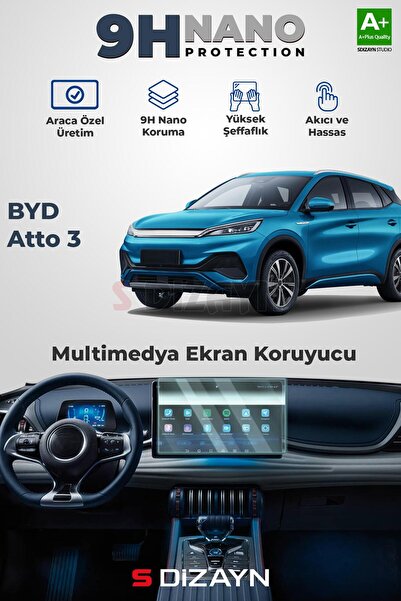 S Dizayn S-Dizayn BYD Atto 3 15.6 İnç 9H Nano Multimedya Ekran Koruyucu (PARL...