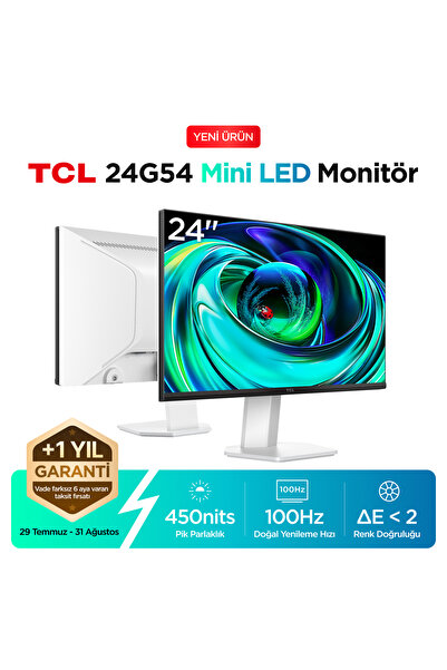 TCL 24G54 Ofis ve Çalışma Monitörü 24" 100Hz FHD Mini LED VA Panel Ev, Okul v...