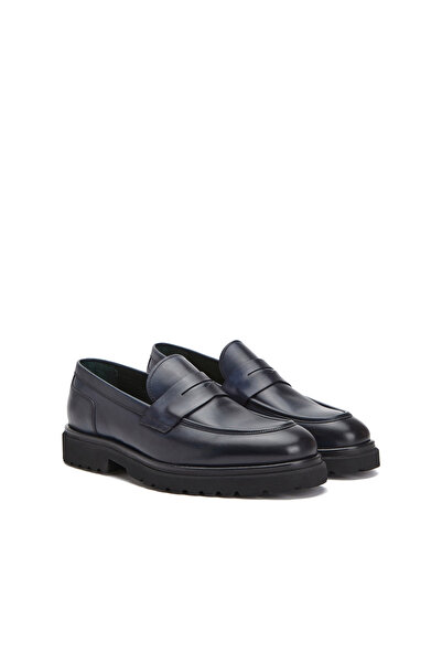 George Hogg Lacivert Erkek Deri Loafer
