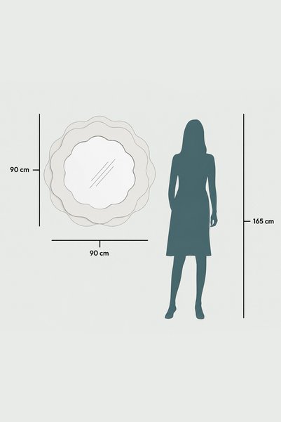 Ortakçı Design Echo Deco Bloom – Modern Dalgalı Çerçeve Ayna | Dekoratif MDF Ayna 90 x 90 cm