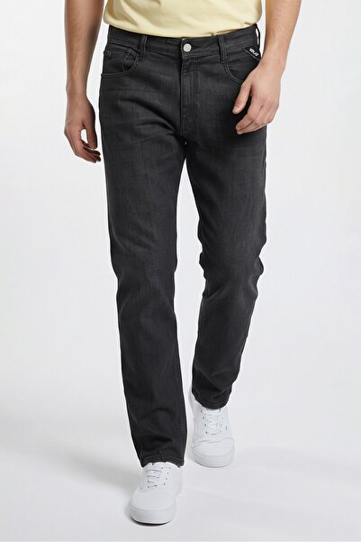 Replay Men Slim Fit Washed Stretchable Denim Jeans, Black