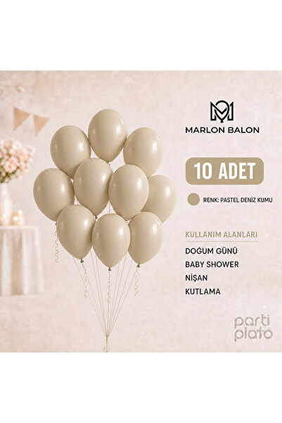 Marlon Balon Pastel Deniz Kumu Lateks Balon 11 İnç 10 Adet Doğum Günü Nişan D...