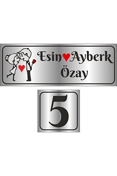 Outdoor One Kişiye Özel Kapı İsimliği ve Kapı Numarası Metal Kapı İsimliği Gü...
