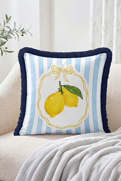 Realhomes Lemon and Bow Frame Figured Striped Mediterranean Style Fringed Thr...