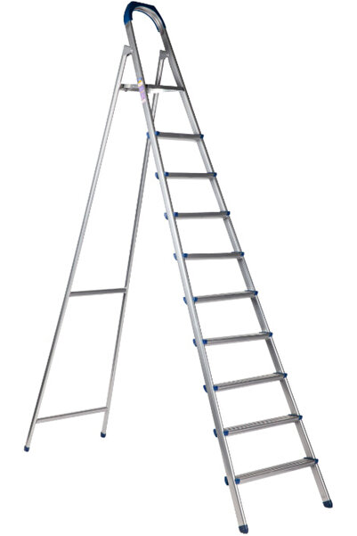 Evotools Scară metalică vopsită gri - Înălțime totală 1,09 m Nr. trepte 2+E Î...