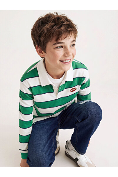 LC Waikiki Original Boys' Polo Collar Striped T-Shirt