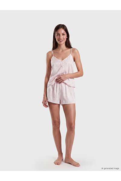LC Waikiki Vizyon New Season Satin Women's Shorts Pajama Set with Rope Straps