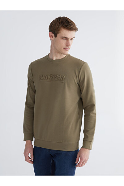 LC Waikiki Lcwaikiki Classic Khaki Crew Neck Printed Men's Sweatshirt
