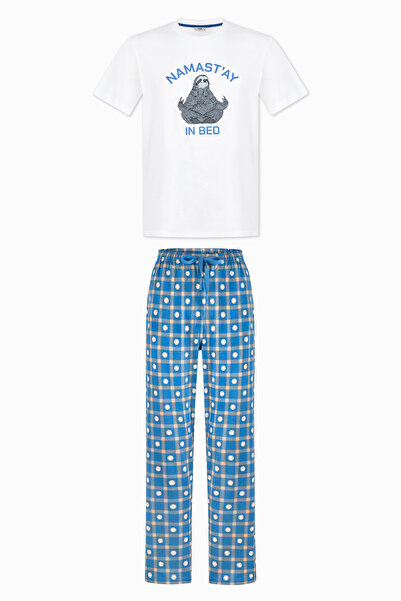 Penti Erkek Namastay Bed Ekoseli Kısa Kollu Pijama Takımı
