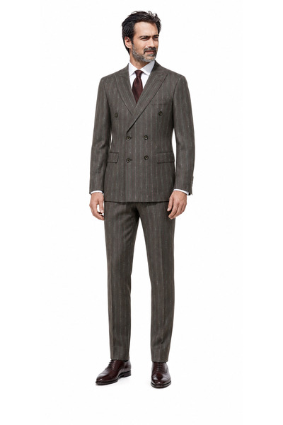 PARLAMENTER Fabio Cassel Kurvaze Takım Elbise Erkek Premium Slim Fit Çizgili ...